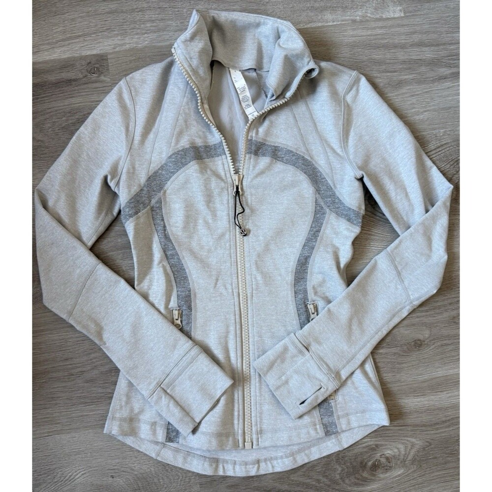 Lululemon Jacket Womens 4 Ivory/Heather Gray Full Zip Define Fitted Activewear